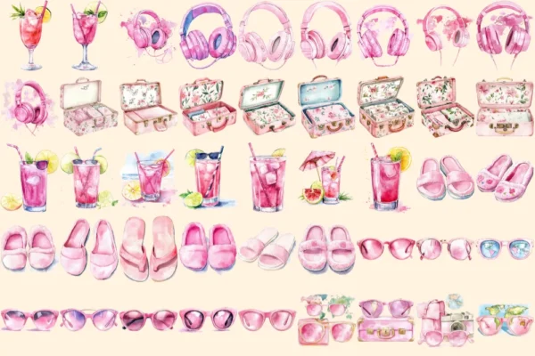 Around the World Watercolor Clipart Bundle - 312+ transparent PNG, Cute travel graphics, Travel png images, Commercial use, Digital download