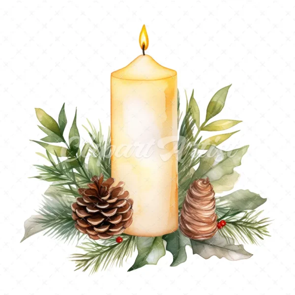 19 High-Quality Christmas Candles Clipart - Christmas candles digital watercolor JPG instant download for commercial use - Digital download