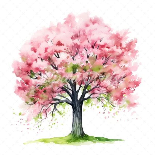 20 High-Quality Spring Trees Clipart - Spring trees digital watercolor JPG instant download for commercial use - Digital download