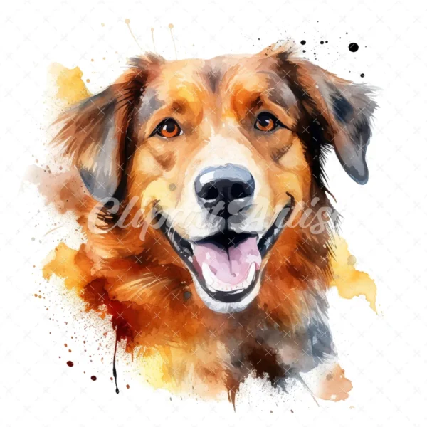 28 High-Quality Dogs Portrait Clipart - Dogs portrait digital watercolor JPG instant download for commercial use - Digital download