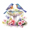 20 High-Quality Floral Birdbath Clipart - Floral birdbath digital watercolor JPG instant download for commercial use - Digital download