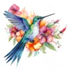 20 High-Quality Floral Hummingbird Clipart - Hummingbird digital watercolor JPG instant download for commercial use - Digital download