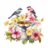 20 High-Quality Floral Birdbath Clipart - Floral birdbath digital watercolor JPG instant download for commercial use - Digital download