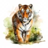 20 High-Quality Forest Tiger Clipart - Forest tiger digital watercolor JPG instant download for commercial use - Digital download