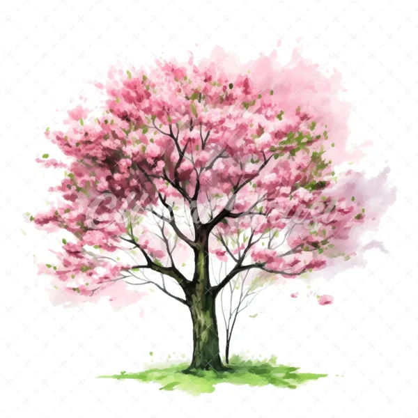 20 High-Quality Spring Trees Clipart - Spring trees digital watercolor JPG instant download for commercial use - Digital download