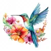 20 High-Quality Floral Hummingbird Clipart - Hummingbird digital watercolor JPG instant download for commercial use - Digital download