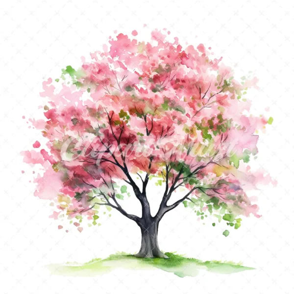 20 High-Quality Spring Trees Clipart - Spring trees digital watercolor JPG instant download for commercial use - Digital download