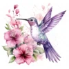 20 High-Quality Floral Hummingbird Clipart - Hummingbird digital watercolor JPG instant download for commercial use - Digital download