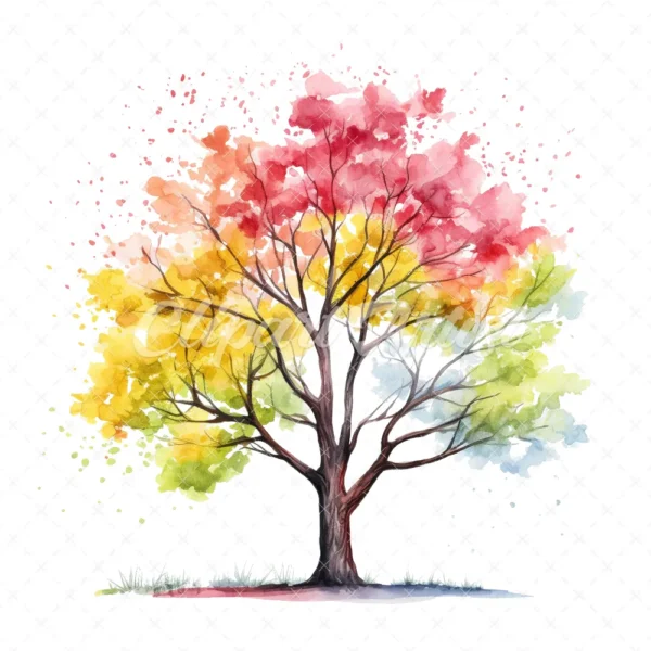 20 High-Quality Spring Trees Clipart - Spring trees digital watercolor JPG instant download for commercial use - Digital download