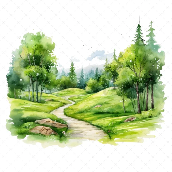 20 High-Quality Spring Grass Park Clipart - Grass garden digital watercolor JPG instant download for commercial use - Digital download