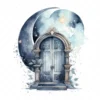 17 High-Quality Moon Doors Clipart - Moon doors digital watercolor JPG instant download for commercial use - Digital download
