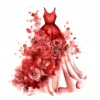 17 High-Quality Fashion Dresses Clipart - Red dresses digital watercolor JPG instant download for commercial use - Digital download