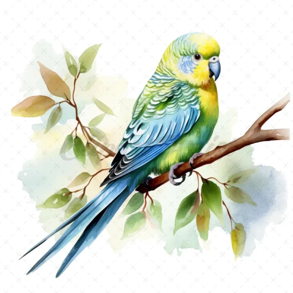 20 High-Quality Parakeet Clipart - Parakeet digital watercolor JPG instant download for commercial use - Digital download