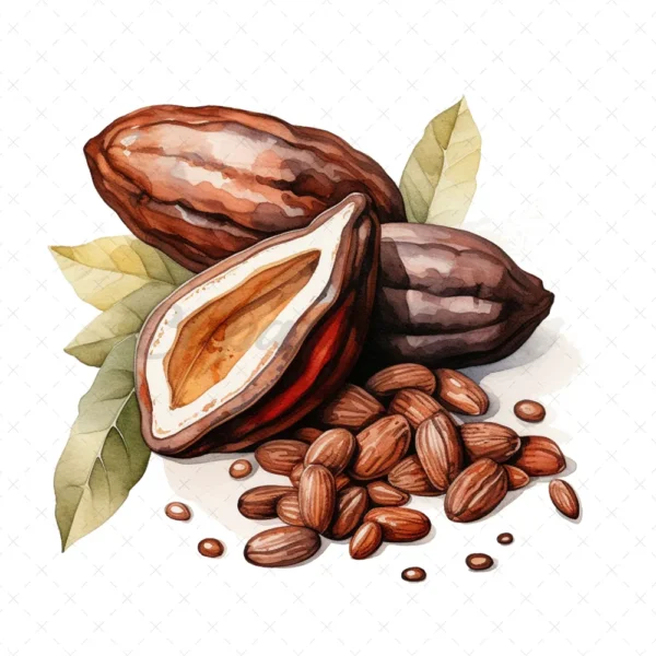 20 High-Quality Sacred Cacao Clipart - Sacred cacao digital watercolor JPG instant download for commercial use - Digital download