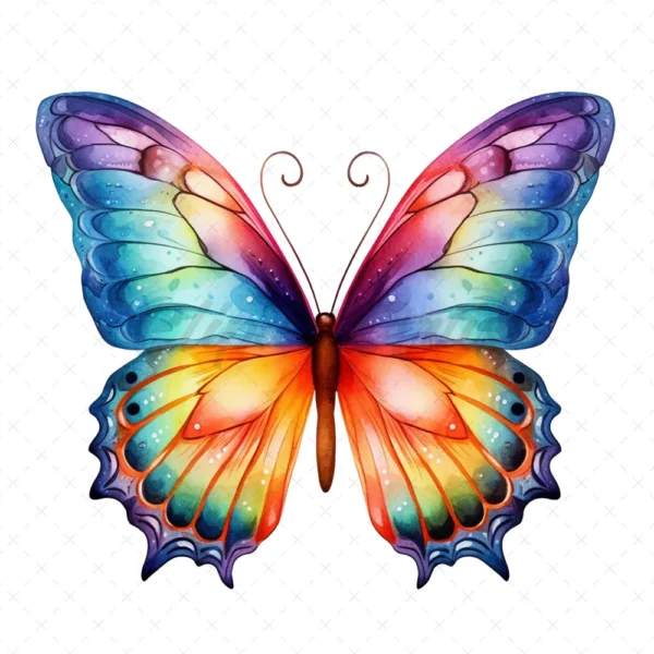 25 High-Quality Colorful Butterfly Clipart - Butterfly digital watercolor JPG instant download for commercial use - Digital download