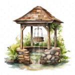 19 High-Quality Wishing Wells Clipart - Wishing wells digital watercolor JPG instant download for commercial use - Digital download