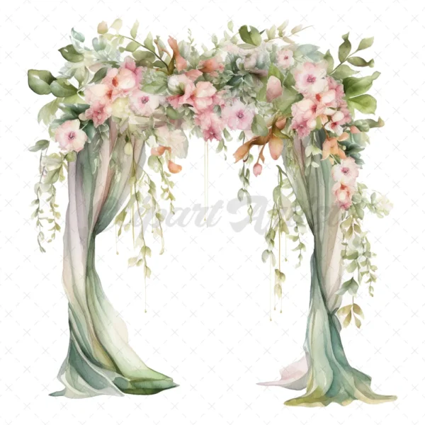 19 High-Quality Floral Wedding Arch Clipart - Wedding arch digital watercolor JPG instant download for commercial use - Digital download
