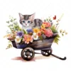 20 High-Quality Floral Wheelbarrow Clipart - Cat wheelbarrow digital watercolor JPG instant download for commercial use - Digital download