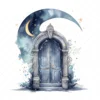 17 High-Quality Moon Doors Clipart - Moon doors digital watercolor JPG instant download for commercial use - Digital download