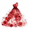 17 High-Quality Fashion Dresses Clipart - Red dresses digital watercolor JPG instant download for commercial use - Digital download