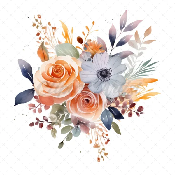 20 High-Quality Boho Bouquets Clipart - Boho bouquets digital watercolor JPG instant download for commercial use - Digital download
