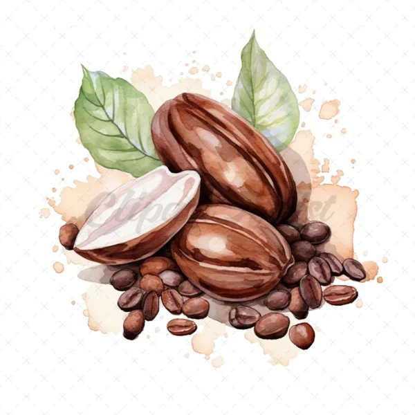20 High-Quality Sacred Cacao Clipart - Sacred cacao digital watercolor JPG instant download for commercial use - Digital download