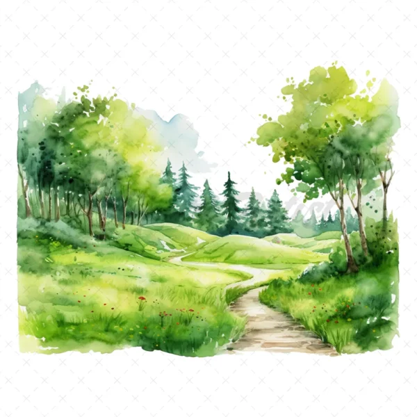 20 High-Quality Spring Grass Park Clipart - Grass garden digital watercolor JPG instant download for commercial use - Digital download