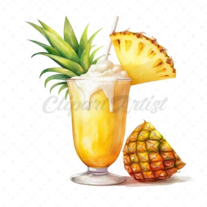 20 High-Quality Pina Colada Clipart - Pina colada digital watercolor JPG instant download for commercial use - Digital download