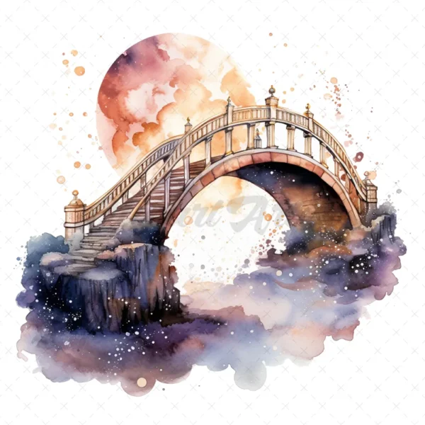 20 High-Quality Celestial Bridges Clipart - Celestial bridges digital watercolor JPG instant download for commercial use - Digital download