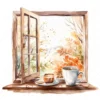 18 High-Quality Morning Coffee Windows Clipart - Morning window digital JPG instant download for commercial use - Digital download