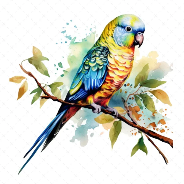 20 High-Quality Parakeet Clipart - Parakeet digital watercolor JPG instant download for commercial use - Digital download
