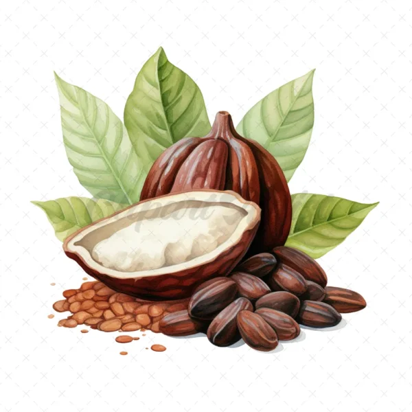20 High-Quality Sacred Cacao Clipart - Sacred cacao digital watercolor JPG instant download for commercial use - Digital download