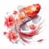 17 High-Quality Floral Koi Fish Clipart - Fish digital JPG instant download for commercial use - Digital download