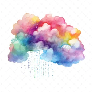 19 High-Quality Rainbow Clouds Clipart - Clouds digital watercolor JPG instant download for commercial use - Digital download