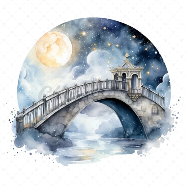 20 High-Quality Celestial Bridges Clipart - Celestial bridges digital watercolor JPG instant download for commercial use - Digital download