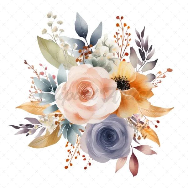 20 High-Quality Boho Bouquets Clipart - Boho bouquets digital watercolor JPG instant download for commercial use - Digital download