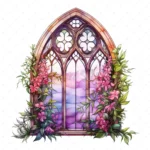 20 High-Quality Floral Church Windows Clipart - Church windows digital watercolor JPG instant download for commercial use - Digital download