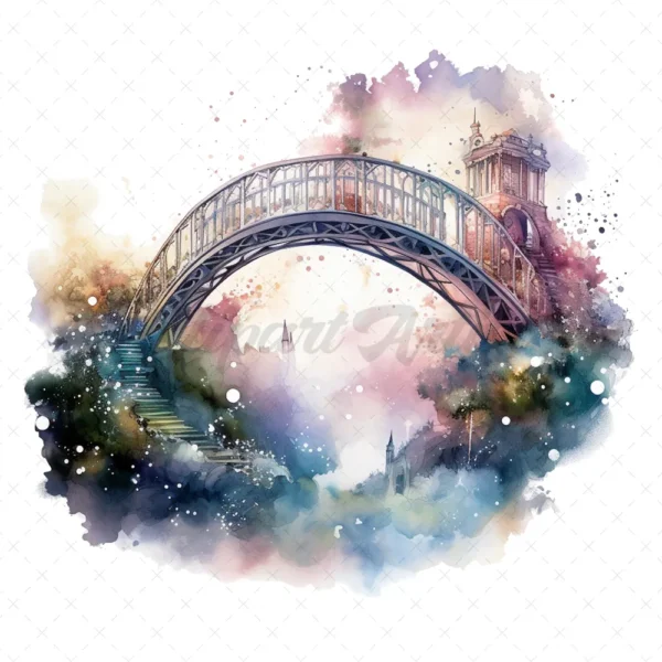 20 High-Quality Celestial Bridges Clipart - Celestial bridges digital watercolor JPG instant download for commercial use - Digital download