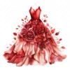 17 High-Quality Fashion Dresses Clipart - Red dresses digital watercolor JPG instant download for commercial use - Digital download