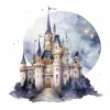 21 High-Quality Night Fantasy Castles Clipart - Night castles digital watercolor JPG instant download for commercial use - Digital download