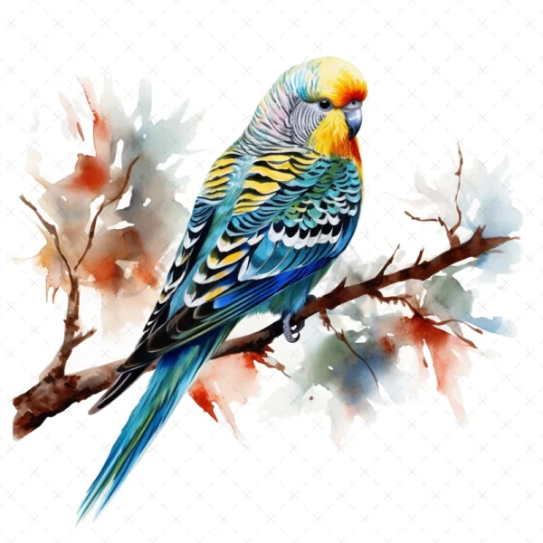 20 High-Quality Parakeet Clipart - Parakeet digital watercolor JPG instant download for commercial use - Digital download