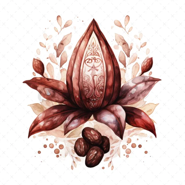 20 High-Quality Sacred Cacao Clipart - Sacred cacao digital watercolor JPG instant download for commercial use - Digital download