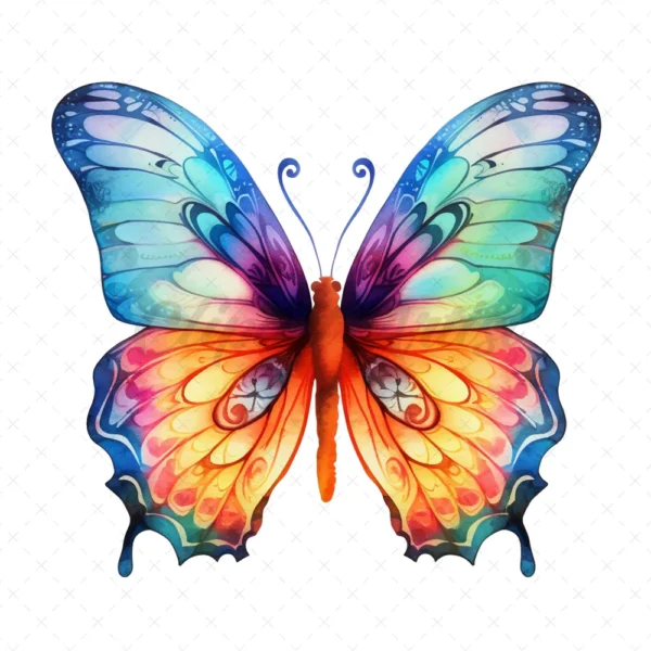 25 High-Quality Colorful Butterfly Clipart - Butterfly digital watercolor JPG instant download for commercial use - Digital download