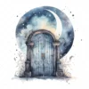 17 High-Quality Moon Doors Clipart - Moon doors digital watercolor JPG instant download for commercial use - Digital download