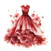 17 High-Quality Fashion Dresses Clipart - Red dresses digital watercolor JPG instant download for commercial use - Digital download