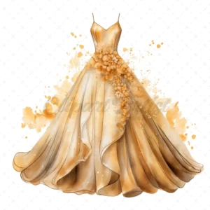 20 High-Quality Wedding Gown Clipart - Wedding gown digital watercolor JPG instant download for commercial use - Digital download