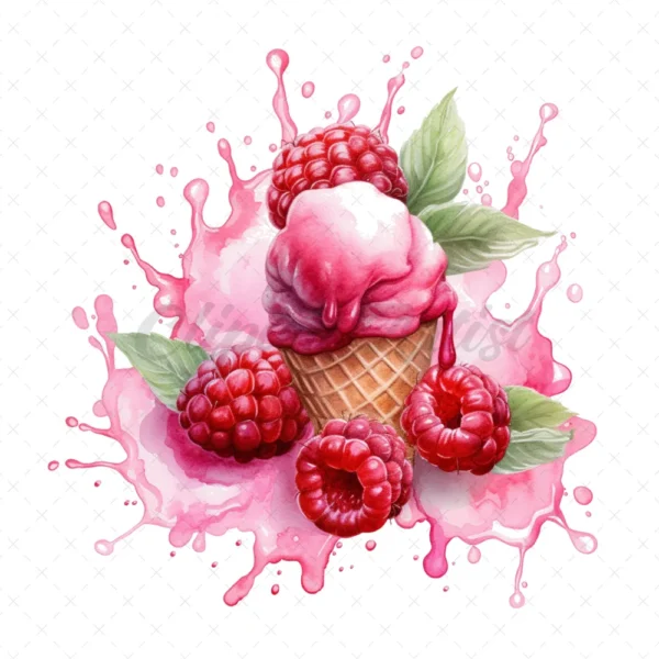 20 High-Quality Raspberries Clipart - Raspberries digital watercolor JPG instant download for commercial use - Digital download