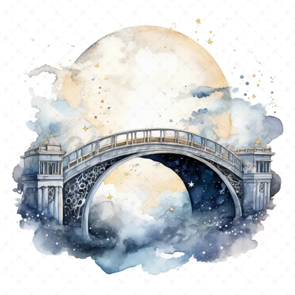 20 High-Quality Celestial Bridges Clipart - Celestial bridges digital watercolor JPG instant download for commercial use - Digital download