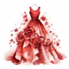 17 High-Quality Fashion Dresses Clipart - Red dresses digital watercolor JPG instant download for commercial use - Digital download