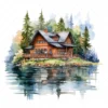 19 High-Quality Lake House Clipart - Lake house digital watercolor JPG instant download for commercial use - Digital download